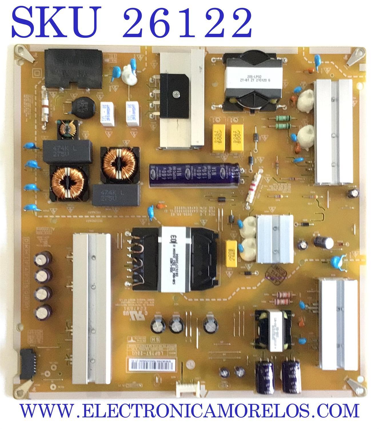 FUENTE DE PODER PARA TV LG / NUMERO DE PARTE EAY65769222 / EAX69063802 / LGP75T-20U1 / EPCD21CA1B / 3PCR02658P / MODELOS 75UN9070AUD / 75UN9070AUD.BUSFLKR / 75UP7070PUD / 75UP7070PUD.BUSFLKR / 75UN6955ZUD / 75UN6955ZUD.BUSNLKR / 75UN6955ZUD.BUSNLKR